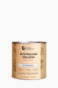 Can of Nutra Organics Australian Gelatin on a white background