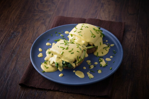 Spinach & Avocado Tofu Benedict with Cashew Hollandaise