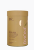 A gold cylindrical container of Bione Beauty Blend Collagen + Protein Bone Broth Powder on a white background.