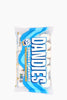 Bag of vanilla flavored marshmallows with blue and white design on a white background