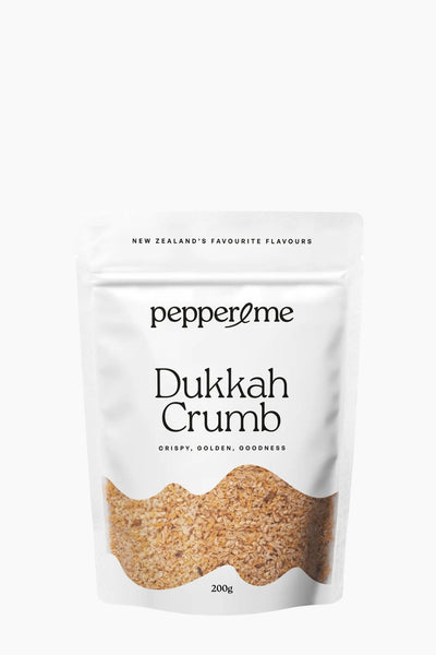 Package of pepperme dukkah crumb on a white background