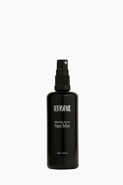 Black face mist bottle with 'Tutofare' branding on a white background