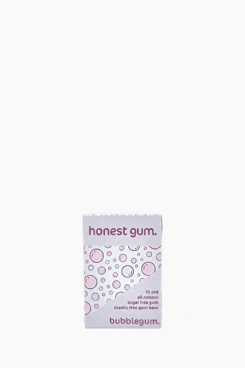 Pack of honest gum with bubblegum flavor on a white background
