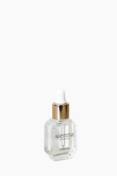 Sienna Cuticle oil dropper bottle on a white background