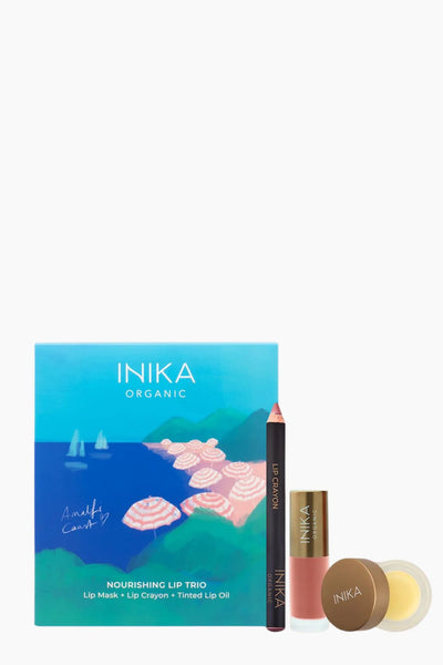 INIKA Organic lip care product set on a white background