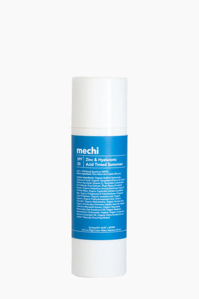 Tube of mechii skincare product on a white background