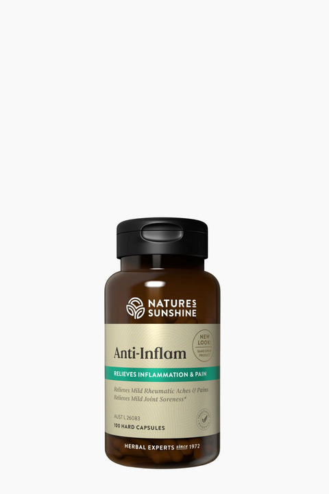 Nature's Sunshine Anti-Inflam supplement bottle on a white background