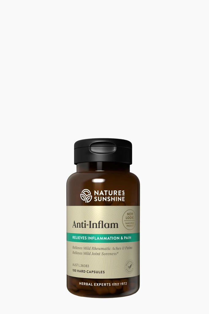 Nature's Sunshine Anti-Inflam supplement bottle on a white background