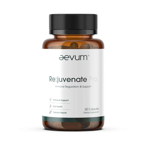 Supplement bottle labeled 'Rejuvenate Pro' by aevum Lisa Tamati