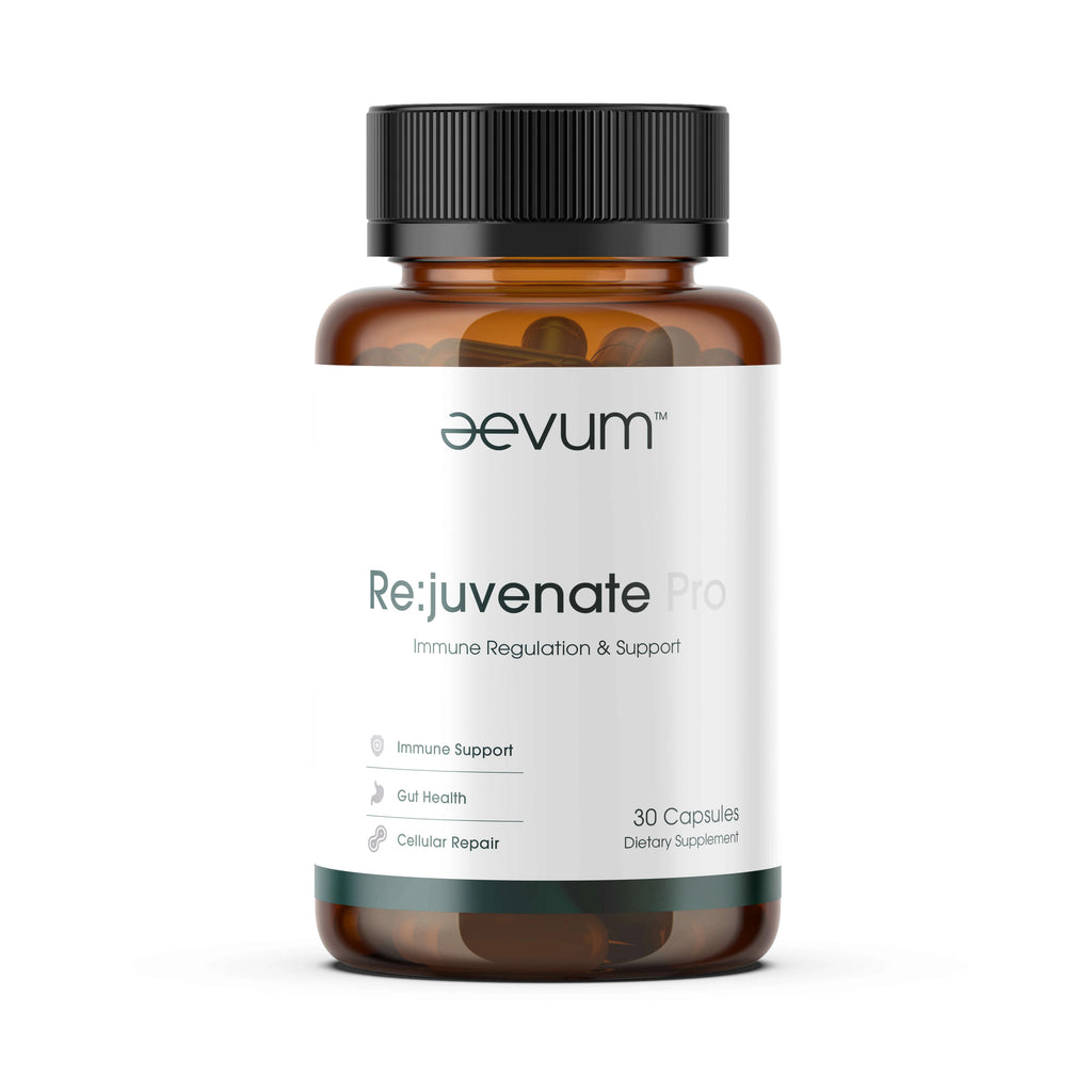 Supplement bottle labeled 'Rejuvenate Pro' by aevum Lisa Tamati
