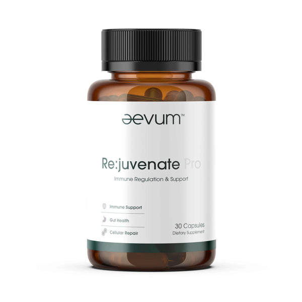 Supplement bottle labeled 'Rejuvenate Pro' by aevum Lisa Tamati