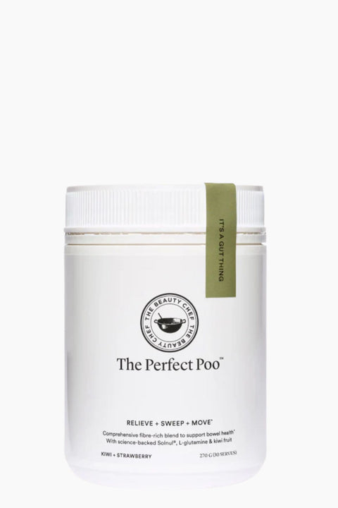 White container with a green label on a white background