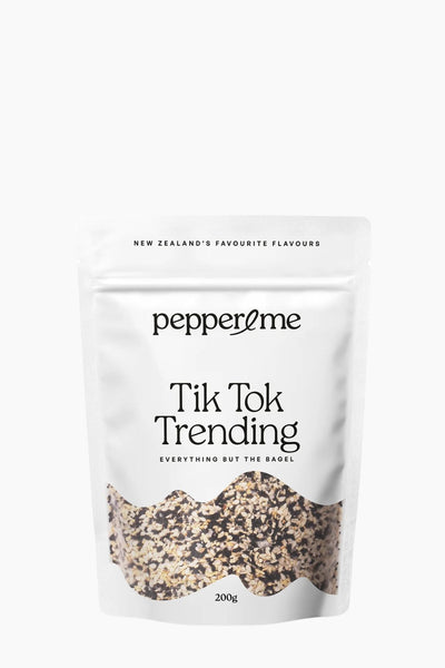 Pepper Me snack package with 'Tik Tok Trending' text on a white background