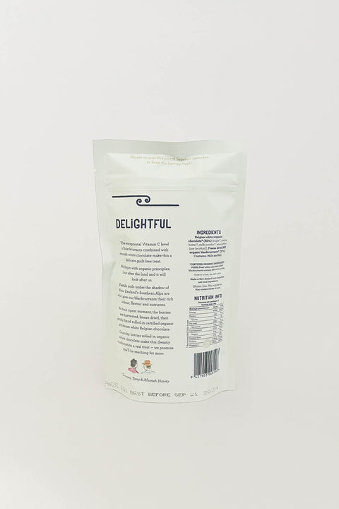 Viberi Pearl Organic White Chocolate Rolled Blackcurrants